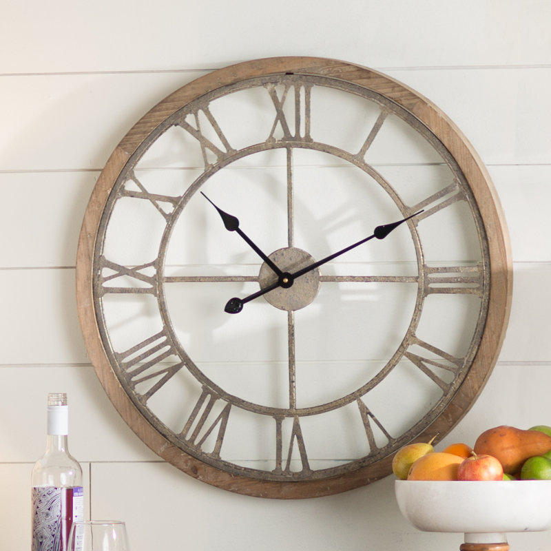 Horloge murale Aekjot, Or / bois naturel, Moyenne