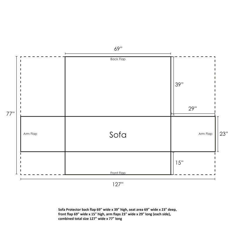 Housse pour meuble réversible Cruz, H 77 po x l 127 po x P 0,25 po, Blanc