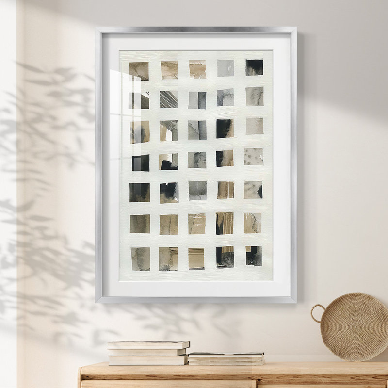 Grille de grain I - impression encadrée, H 25,5 po x l 17,5 po, Argent argent