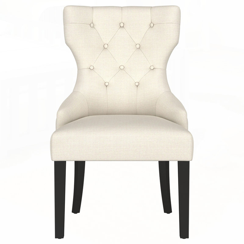 Chaise de salle à manger capitonnée 1pc, Beige/noir, Noir