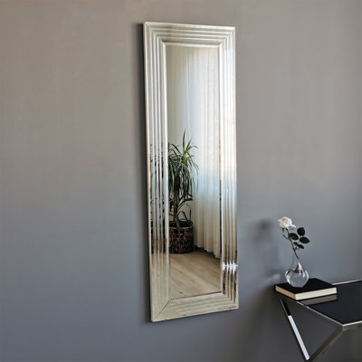 Modern Silver Wall Mirror, 15.7 x 47.2 inches | 100% MDF, Adjustable Horizontally & Vertically | Sleek Design, Perfect for Home Decor, Entryway, or Bathroom | Easy Wall Mounting, Assembled & Ready to Use
