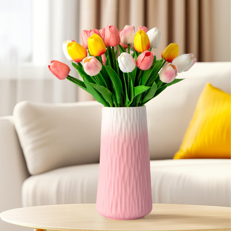 Modern Cylindrical Ceramic Vase, 9.8" H x 5" W x 5" D