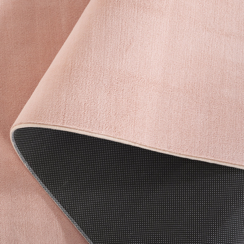 Tapis uni en polyester tissé à la machine couleur pêche, Rectangle de 5 pi x 8 pi