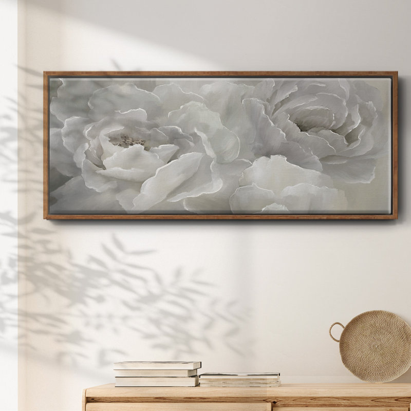 Doux pivoine, toile encadrée, H 20 po x l 50 po