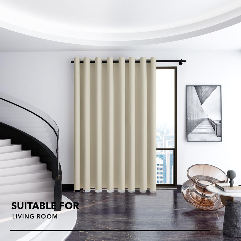 Penkridge Room Darkening Curtain Single Panel, 100" W x 95" L, Light Beige
