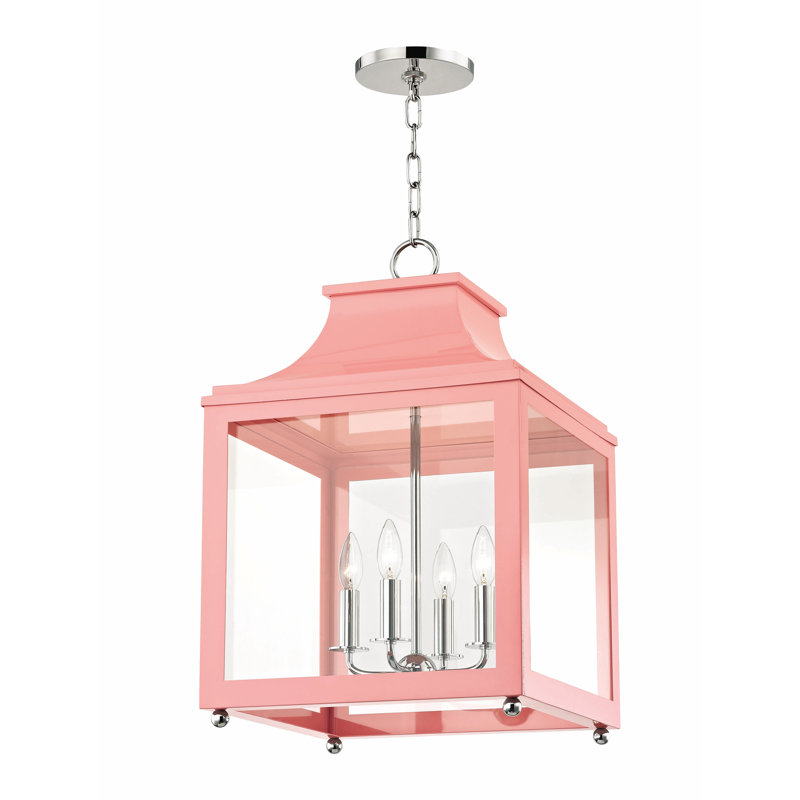 Leigh 4-Light Foyer Pendant, 24.88" H x 16" W x 16" D, Polished Nickel, Navy