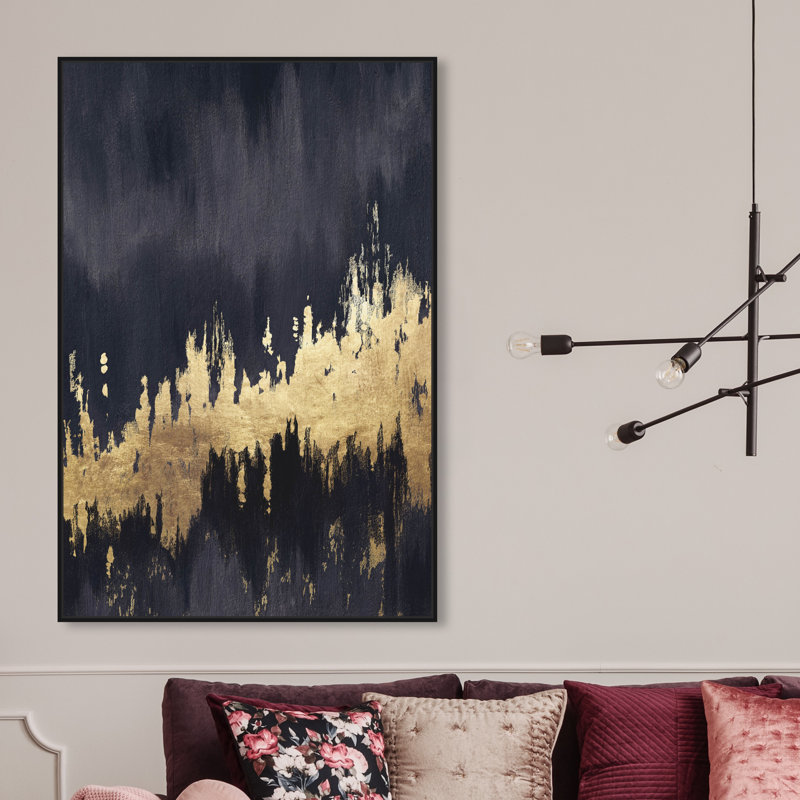 «Abstract Late Night Sky» par Oliver Gal, reproduction d'art graphique sur toile, H 54 po x l 36 po x P 1,5 po, Cadre noir
