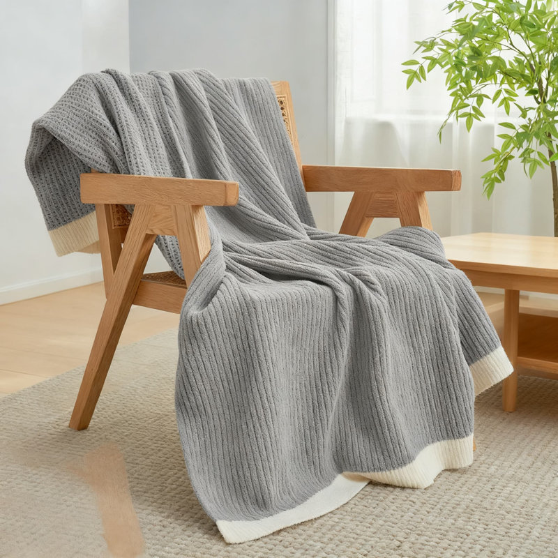 Jeté en chenille en tricot gaufré pour canapé, couverture de canapé décorative ultra douce et confortable, respirante et chaude pour toutes les saisons