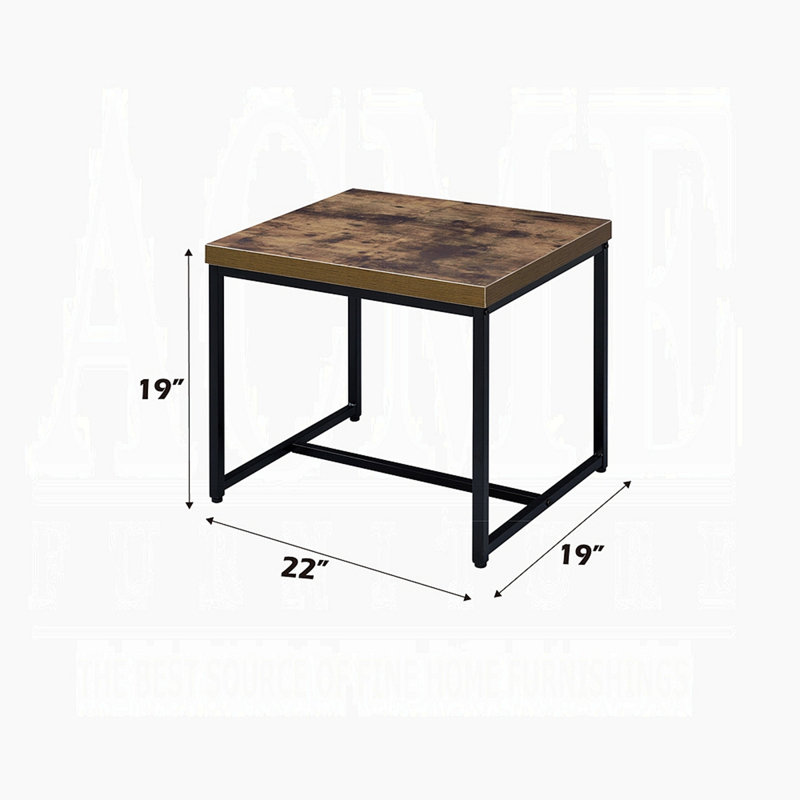 Table de bout de style industriel avec cadre en métal noir et 1 pièce