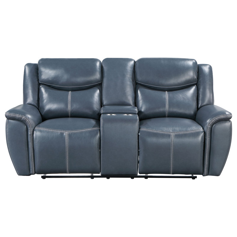 Awaah Upholstered Padded Arm Reclining Loveseat Blue