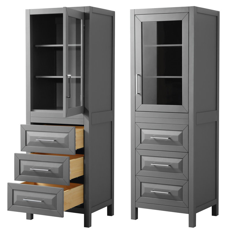 Daria Linen Cabinet, Dark Gray/Chrome