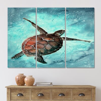 Colorful Sea Turtle Swimming In The Ocean - Nautical & Coastal Canvas Wall Art Print -  East Urban Home, BDD6E0044AC4403F95D4C82C4FCC69A4