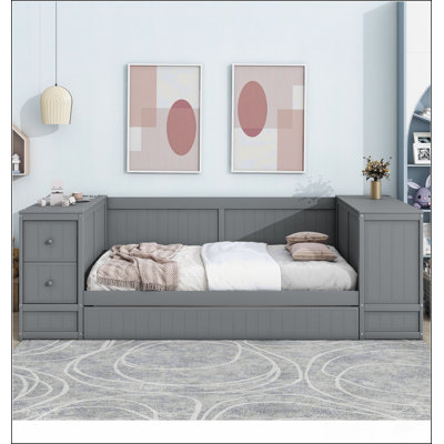 Daybed With Storage Arms, Trundle And Charging Station