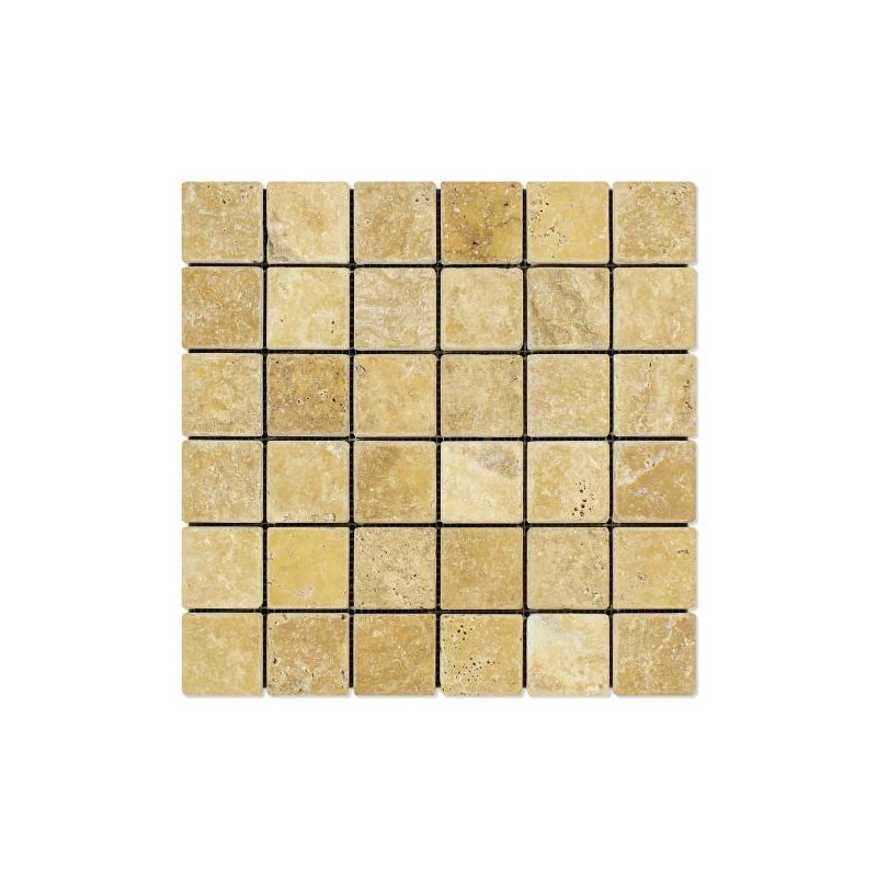 Mosaïque carrée dorée en travertin