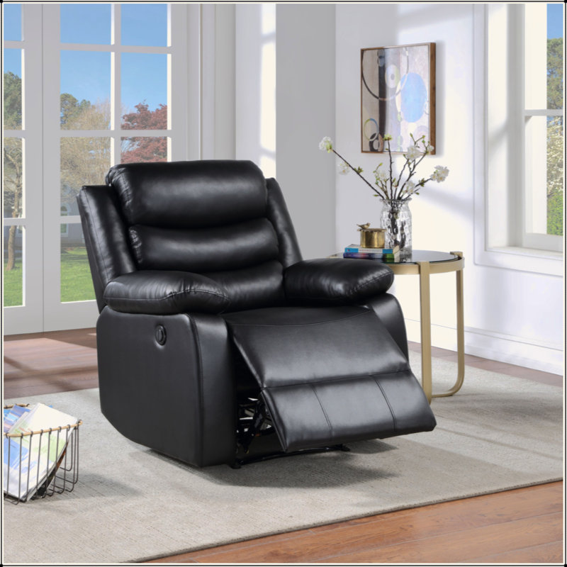 Synthetic Leather Power Motion Recliner, Black