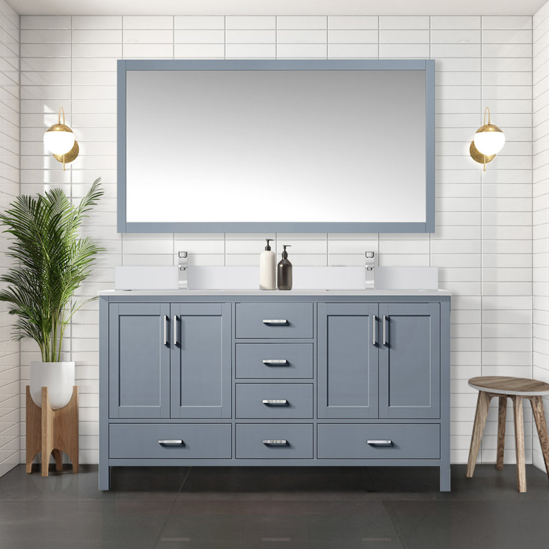 Meuble-lavabo simple Big Sur, Marine, Marbre de Carrare blanc, 36"