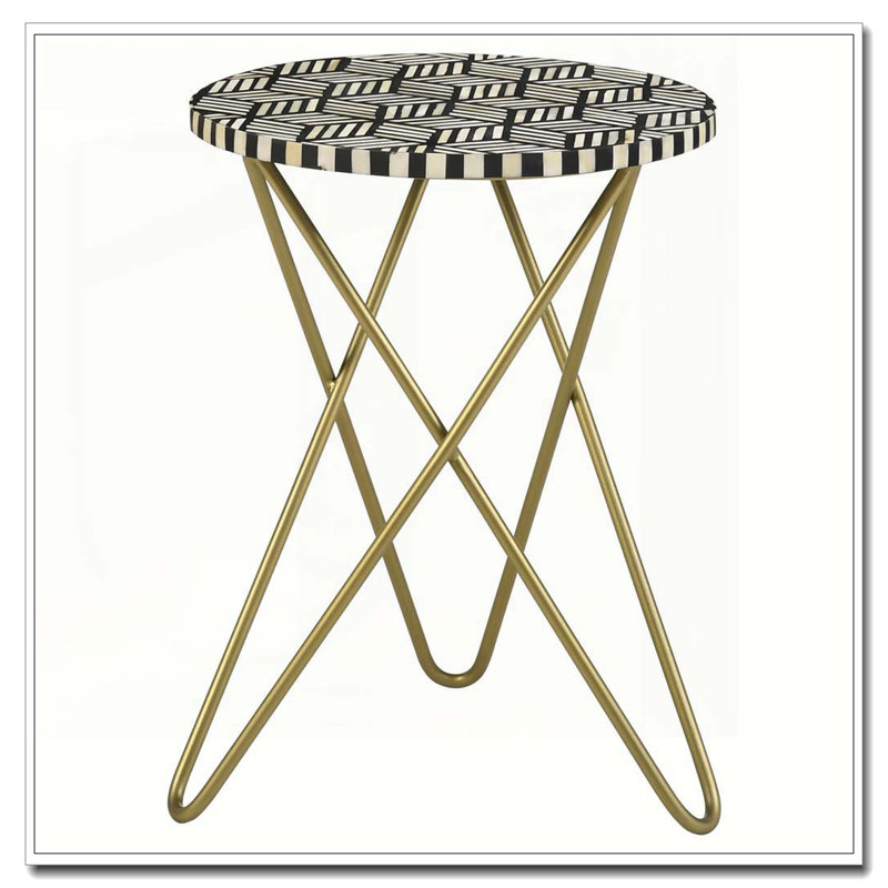 Table d'appoint noire, blanche et dorée