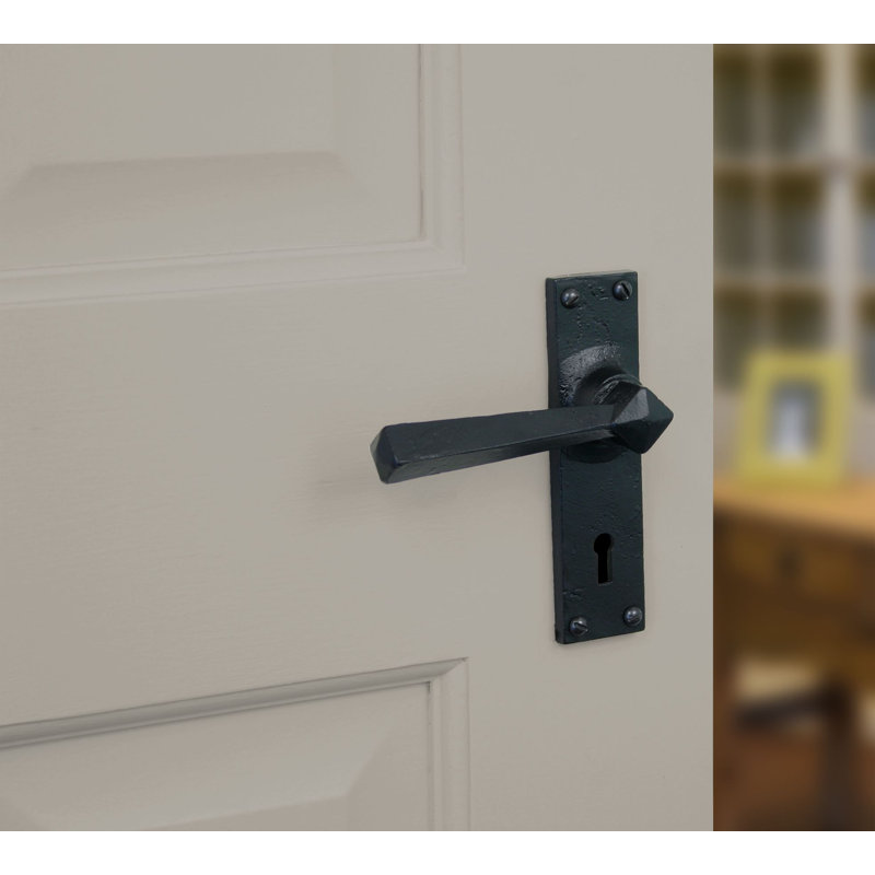 Straight Lock Door Handle, Black