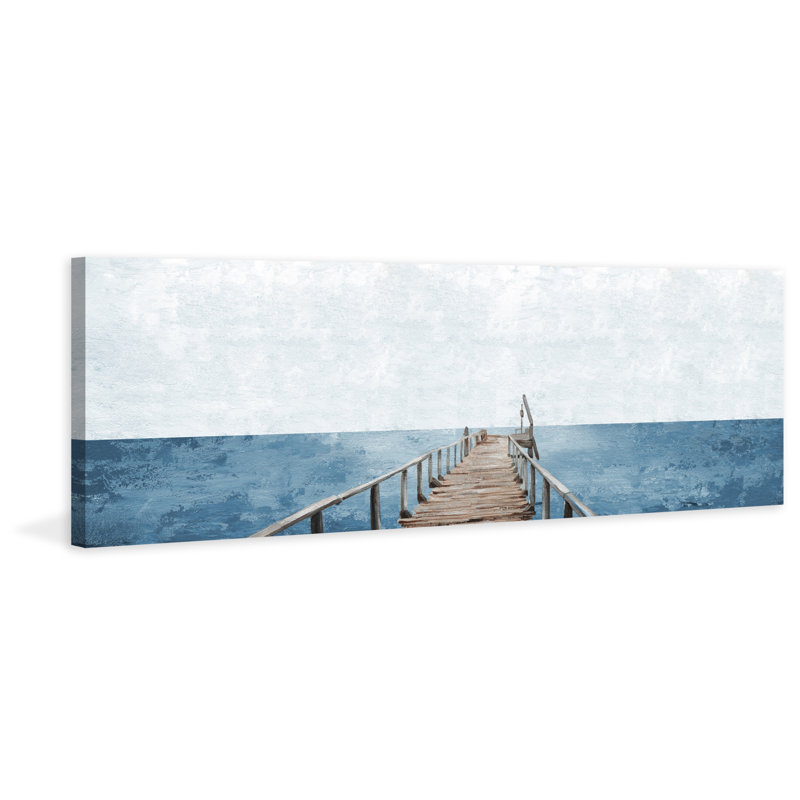 Vieux quai en bois - peinture panoramique sur toile tendue, H 15 po x l 45 po x P 1,5 po