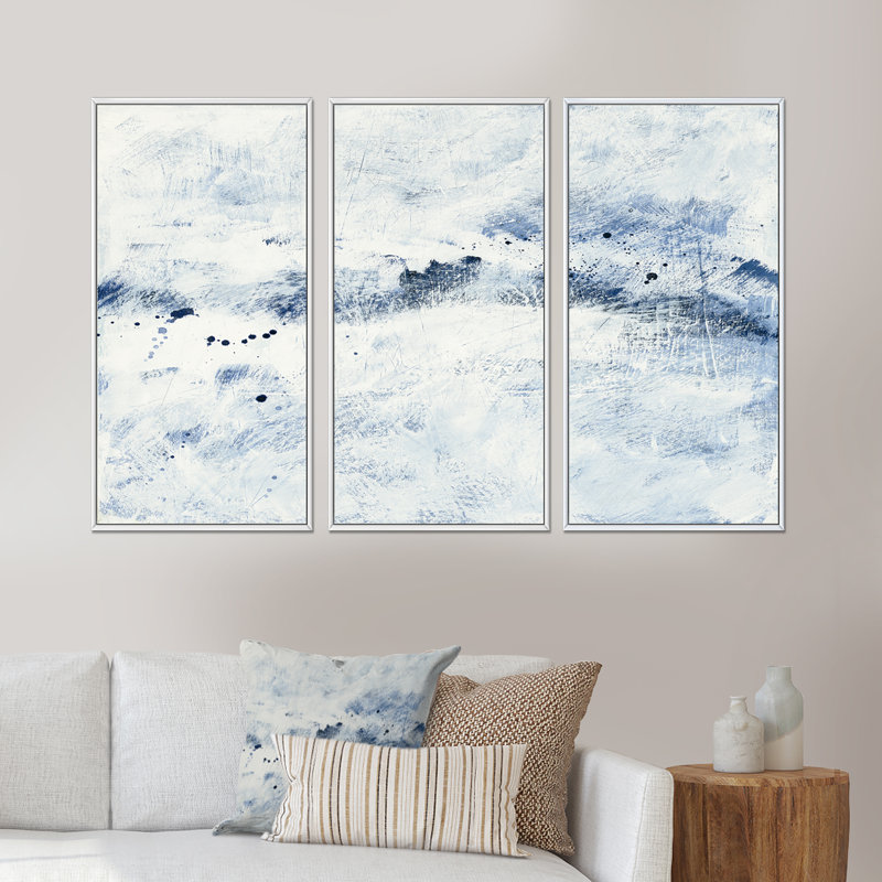 «Blue Wipe Out - Farmhouse», ensemble d'art mural sur toile encadré, H 32 po x l 48 po x P 1 po, Blanc