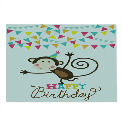 Ambesonne Birthday Cutting Board Large Size Monkey Cone Flag Multicolor