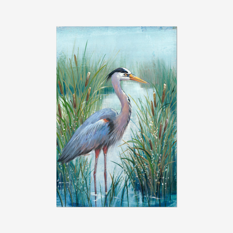 Marsh Heron I by Timothy O' Toole - Painting, 30cm H x 20cm W, Wrapped Canvas