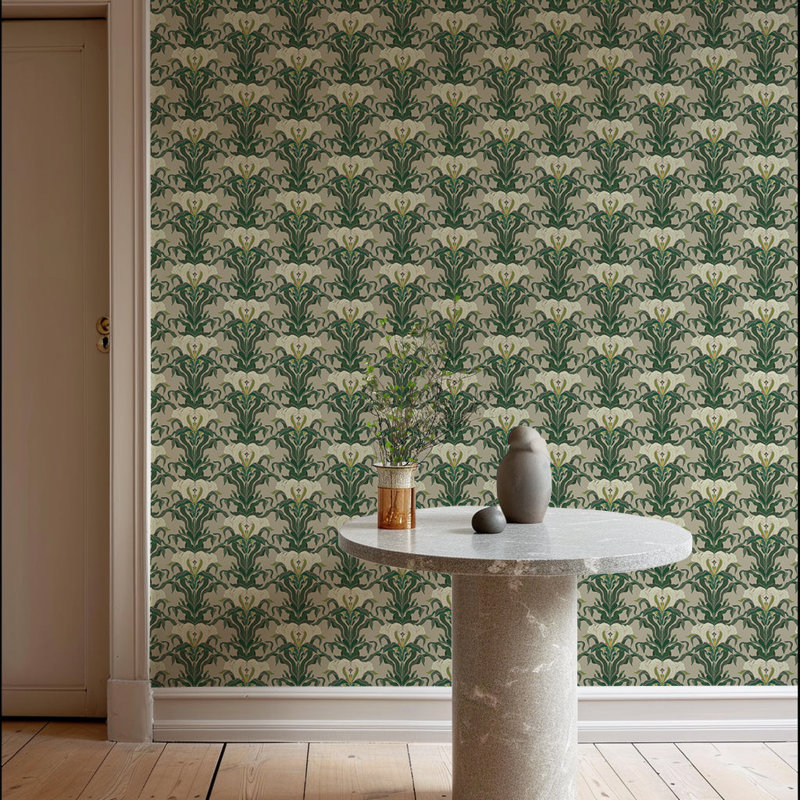 Mirrored Flower - Botanical Wallpaper, Leaf & Linen, Peel & Stick