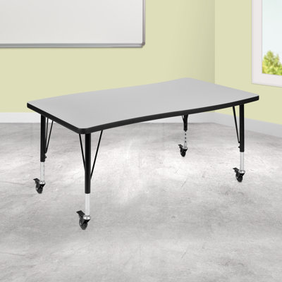 Goddard 28"W x 47.5"L Rectangular Wave Collaborative Grey Adjustable Height Activity Table