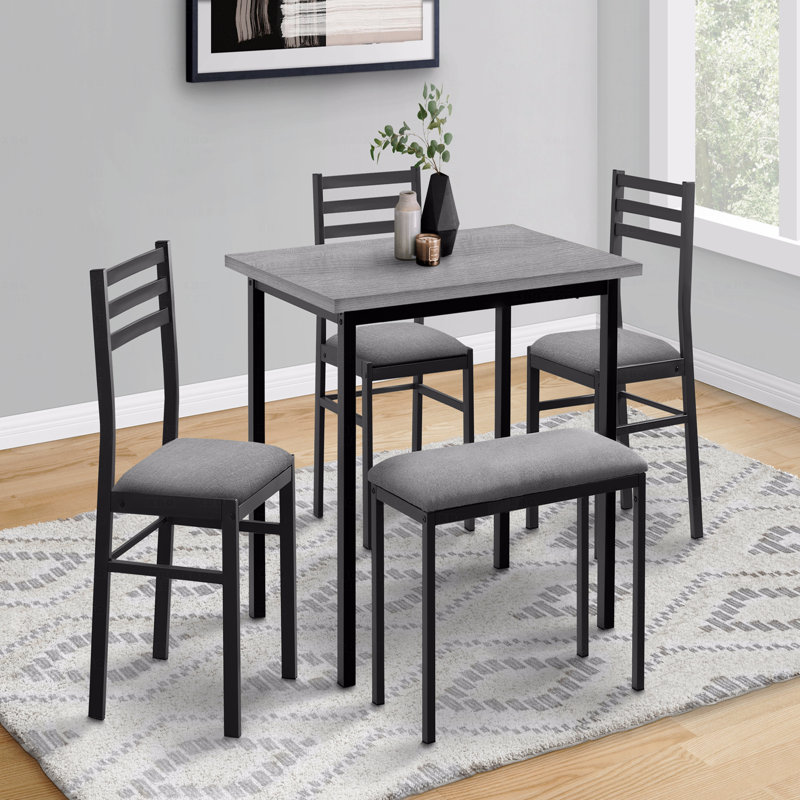 Ensemble repas, 5 pièces, ensemble rectangulaire 40 po, Gris, Noir, Gris