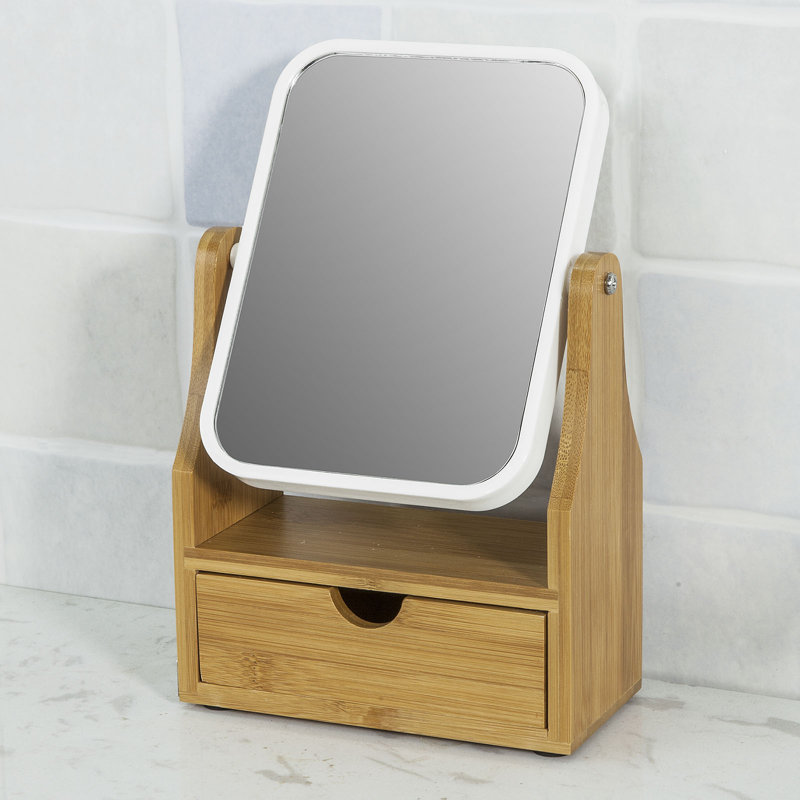 Crook Wood Flat Floor Mirror with Shelves