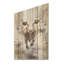 «Beige bovin Stampede», art mural sur bois de pin naturel-1812676881