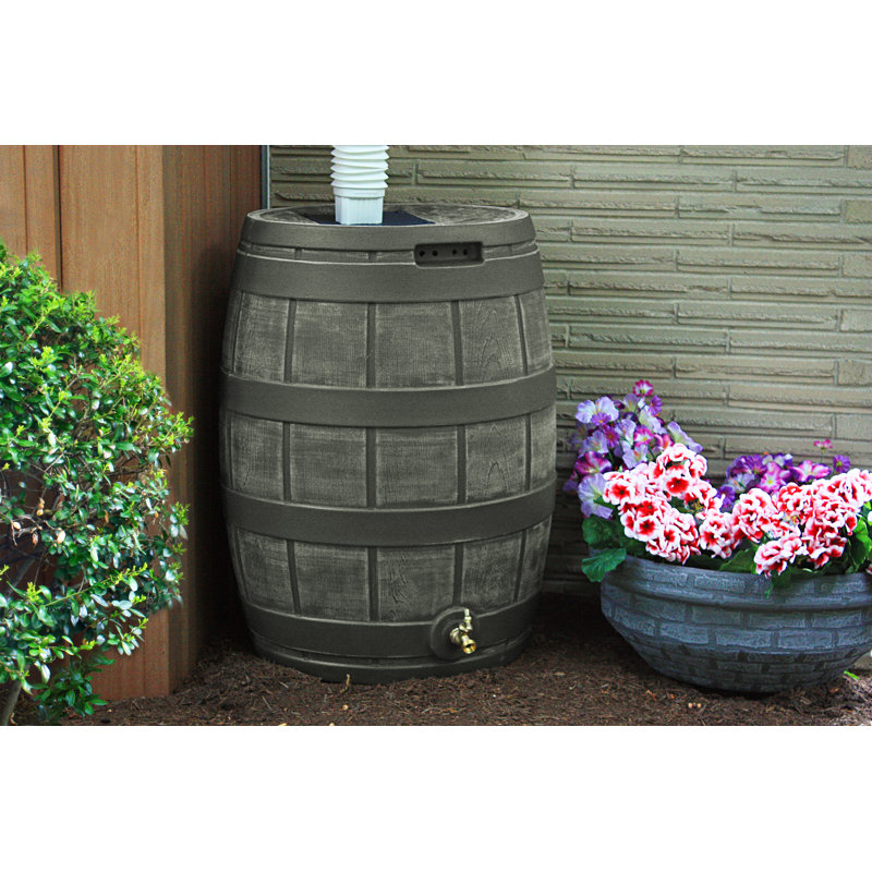 Oak 50-Gallon Plastic Rain Barrel with Brass Spigot