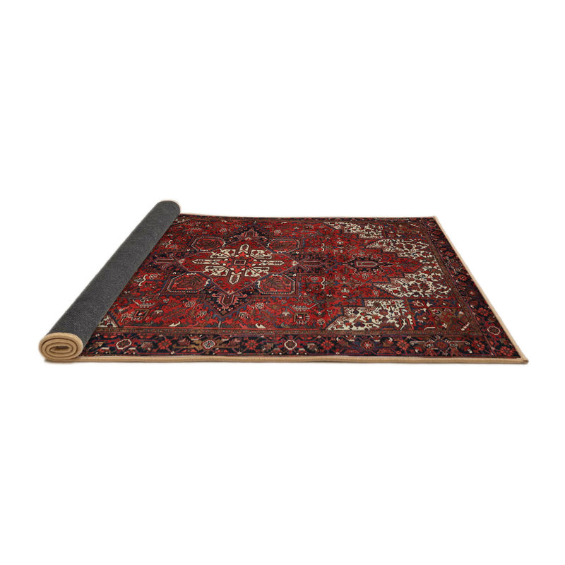 Tapis rouge/rose traditionnel, Rond 5 pi