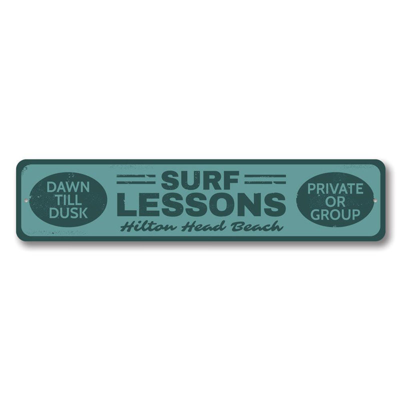 Panneau en aluminium Surf Lessons, H 4 po x l 18 po x P 0,04 po