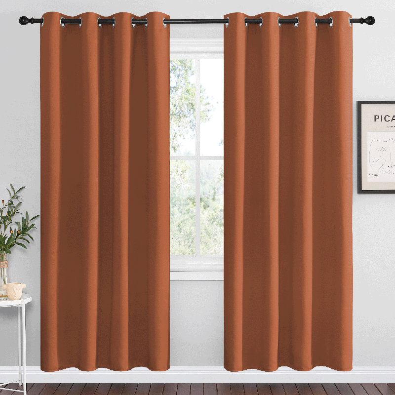 Blackout Curtains for Bedroom/Living Room Parkview Room Darkening Grommet Modern Drapes, Burnt Orange, 46" W x 72" L
