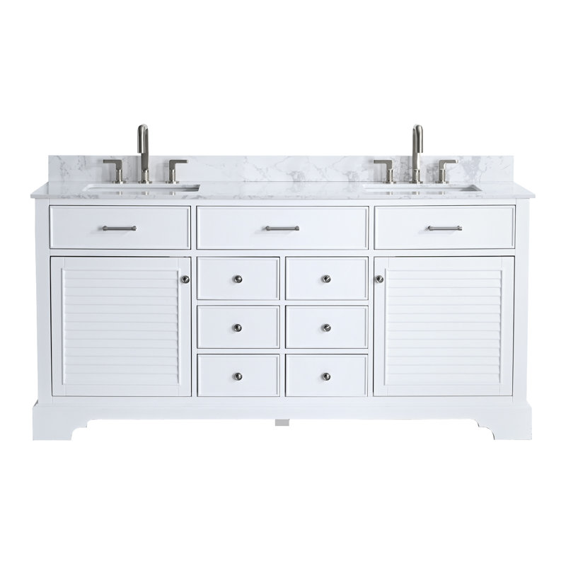 Narges 72'' Double Bathroom Vanity with Engineered Stone Top