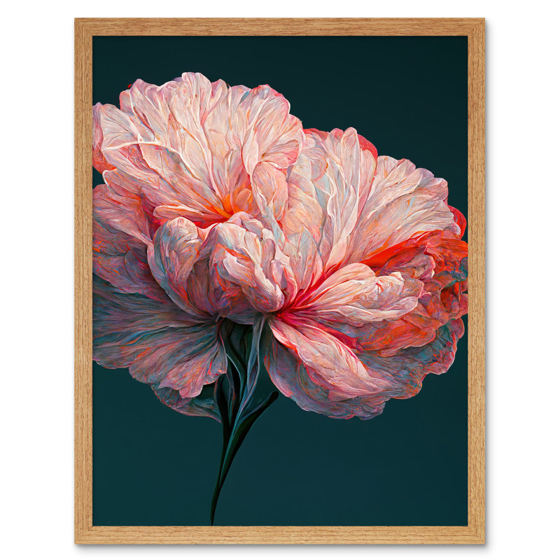 Pink Carnation Flower Abstract Floral - Print, Light Brown Framed Paper, 43cm H x 33cm W x 2cm D