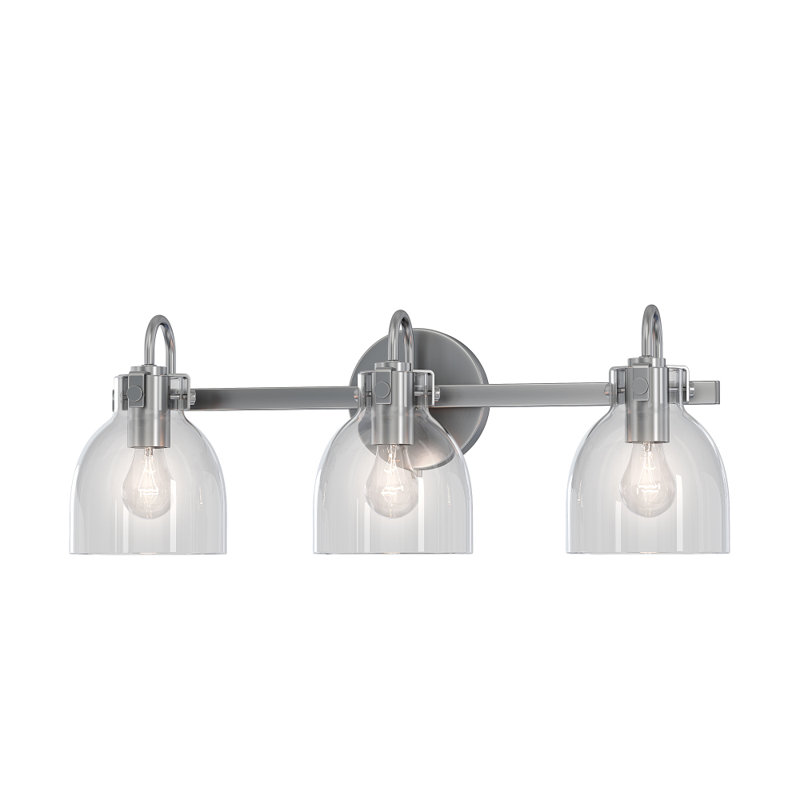 Foxhall Plug & Play 3-Light Vanity Light in Transitional and Modern Style-8.45 Inches Tall and 23 Inches Wide, Brushed Nickel