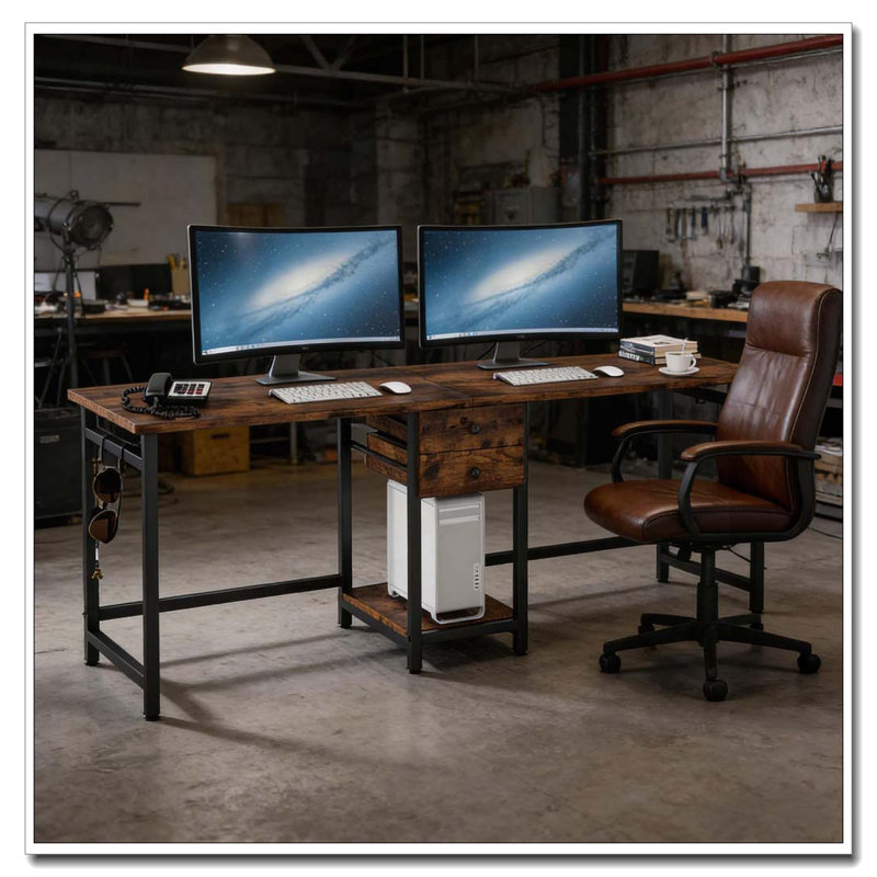 Bureau double avec tiroirs