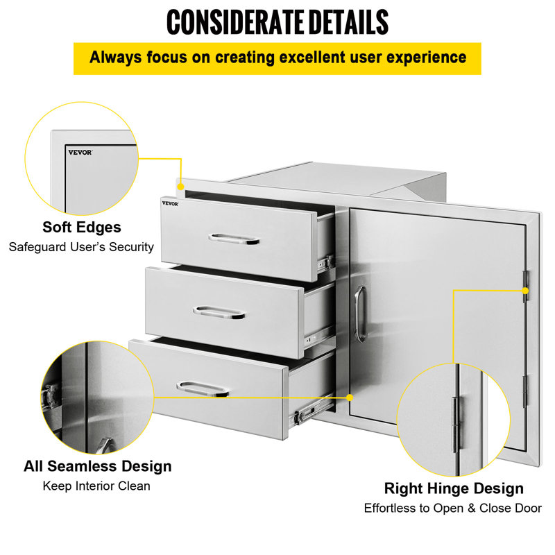38.3'' Stainless Steel Outdoor Kitchen Drawer and Door Combo