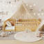 Structure de lit double Montessori avec rails hauts, lit en bois pour enfants avec éclairage DEL et tablette de rangement, naturel-1588582124-1588582126