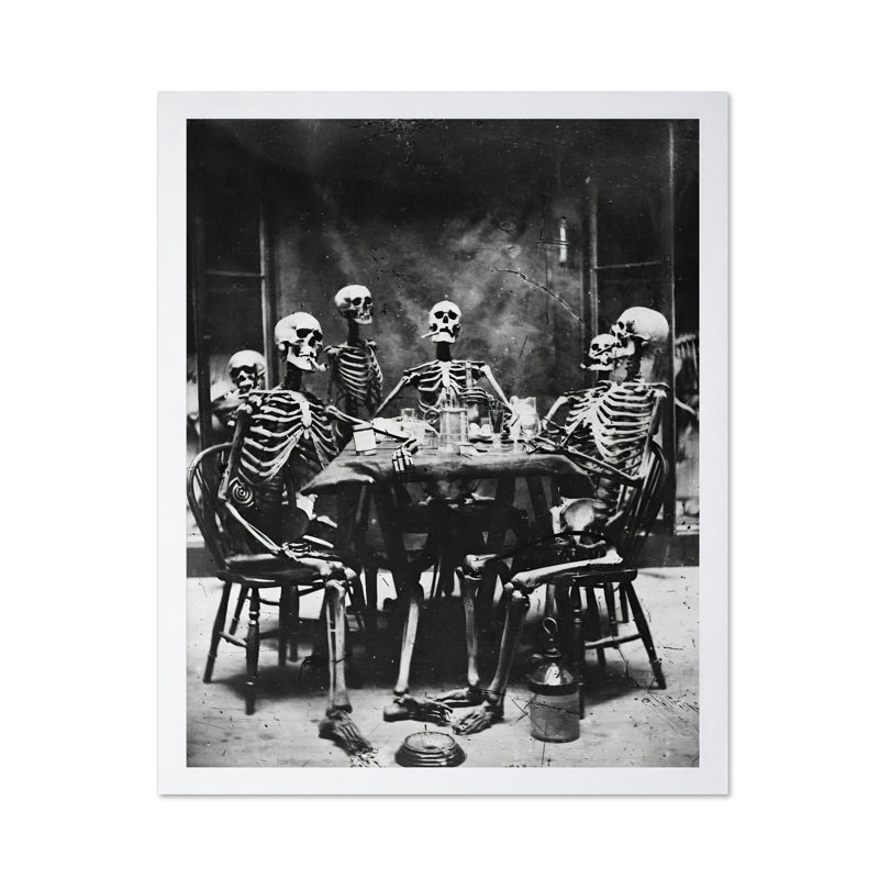 Squelettes fumant, Poster, 12"H x 16"W, White Framed
