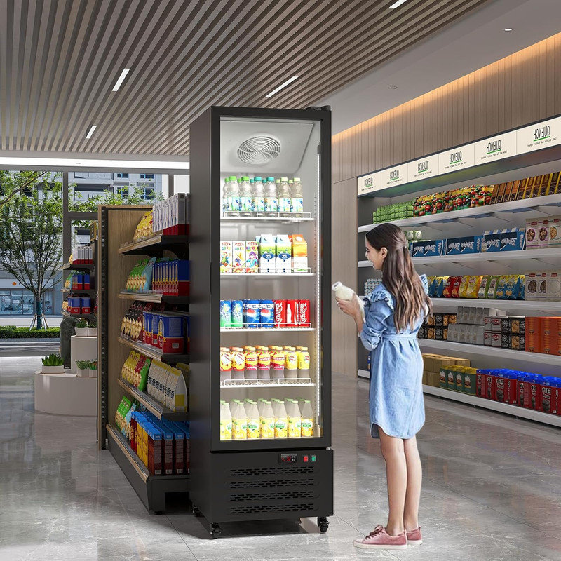 11.6 Cu.Ft Commercial Refrigerator with Glass Door, LED Light & Adjustable Shelves, Matte Black
