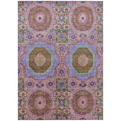 Machine Washable Indoor/Outdoor Xhevrie Pink Rug