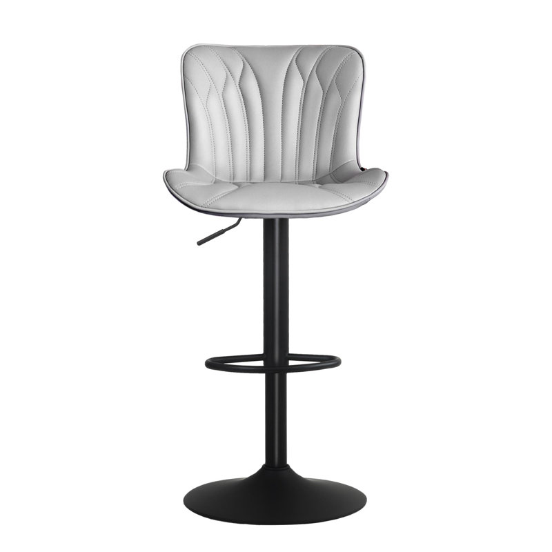 Swivel Adjustable Height Faux Leather Bar Stool, Gray
