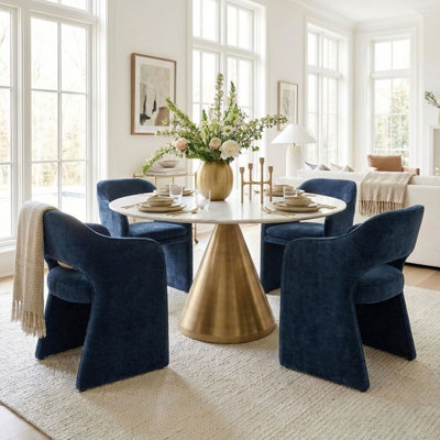 19" Seat Height Upholstered Chenille Dining Armchair