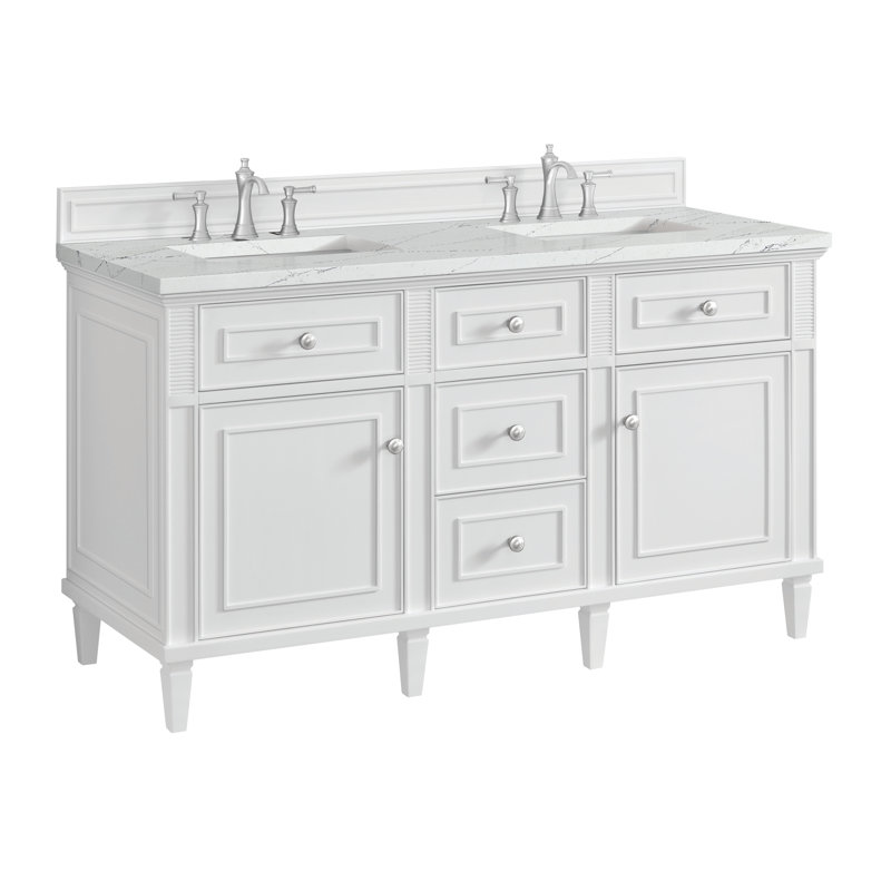 Lorelai 60'' W Double Vanity, Ethereal Noctis, Bright White, 8" Widespread