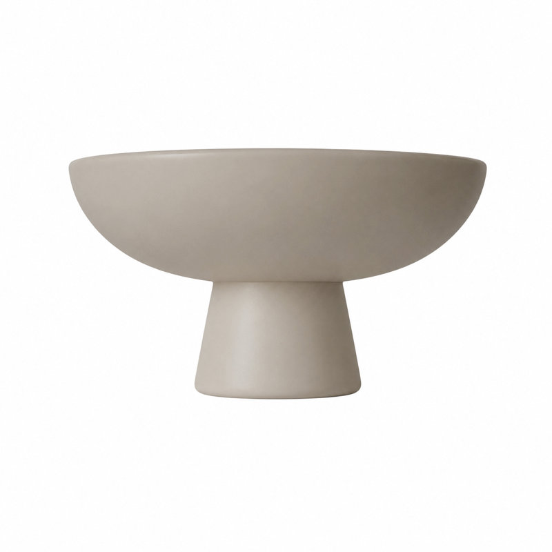 Cole and Grey Ceramic Cream Large Decorative Bowl with Elevated Base