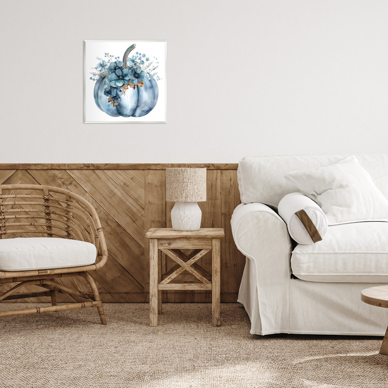 Plaque murale citrouille bleue avec fleurs, design by Creative Studio
