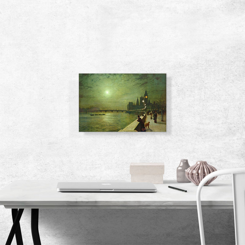 Reflections on the Thames Westminster 1880 - reproduction d'art, H 12 po x l 18 po x P 0,75 po